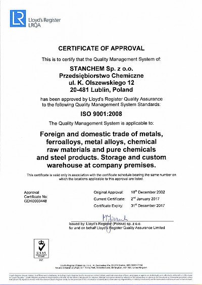 Lloyd's Register LRQA - Certificate of Approval